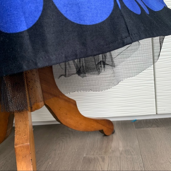 Strapless Dress, Black with blue polka dots. - Picture 6 of 11